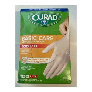 (NEW) 100 GLOVES CURAD VINYL EXAM SIZE L/XL